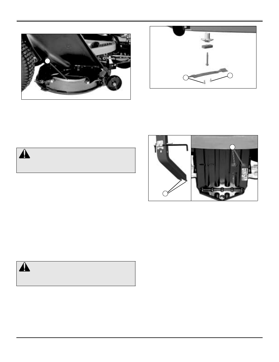 Installing, Remove mulch cover, Install proper ballast | Install high lift mower blades, Installing 2-bag bagger, Install mounting post and bagger support rod | John Deere OMGX20927 User Manual | Page 8 / 28
