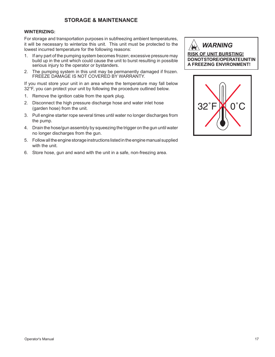 32˚f 0˚c, Warning | John Deere HR-2410GH User Manual | Page 17 / 40