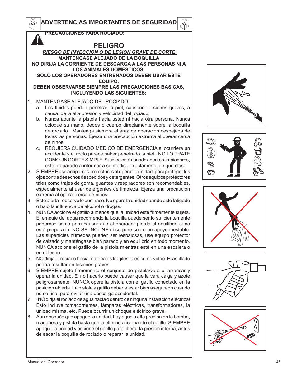 Peligro | John Deere HR-2410GH User Manual | Page 25 / 40