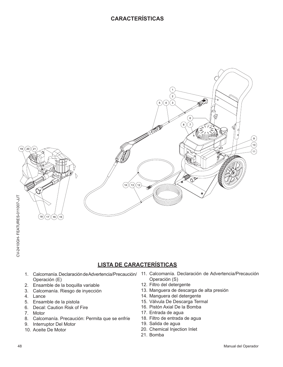 Características lista de características | John Deere HR-2410GH User Manual | Page 28 / 40