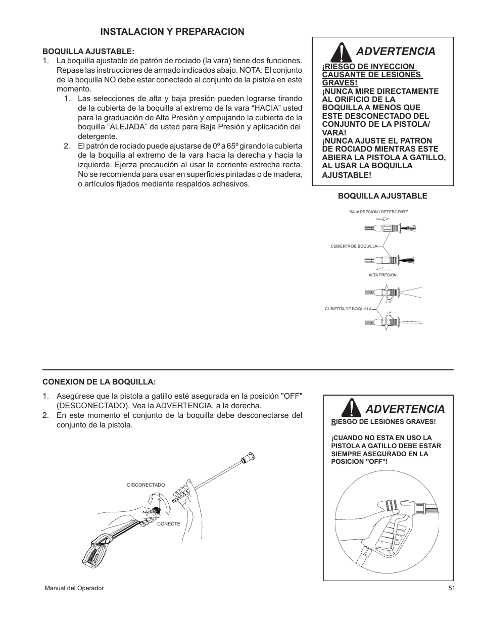 Advertencia, Instalacion y preparacion | John Deere HR-2410GH User Manual | Page 31 / 40