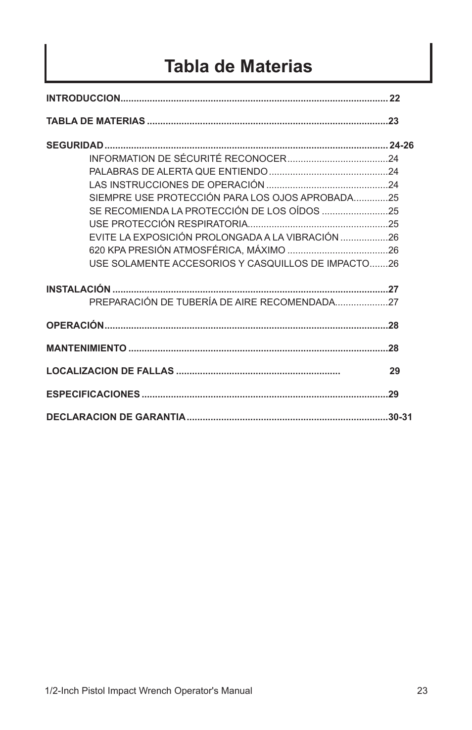 Tabla de materias | John Deere AT-3106-J User Manual | Page 23 / 32