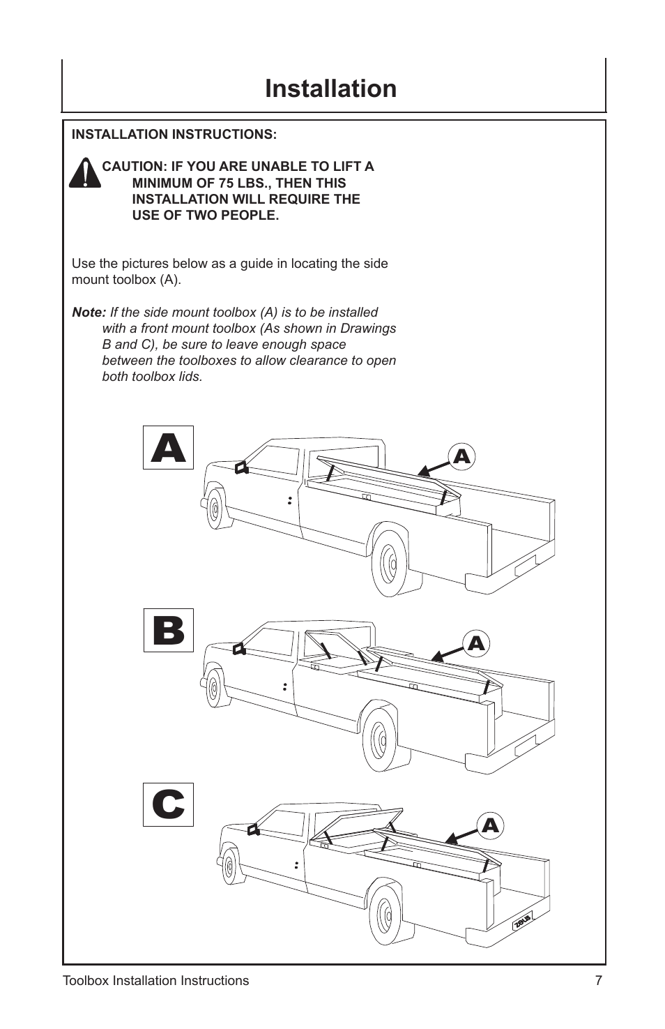 Ab c, Installation | John Deere AC-6000SB User Manual | Page 7 / 16