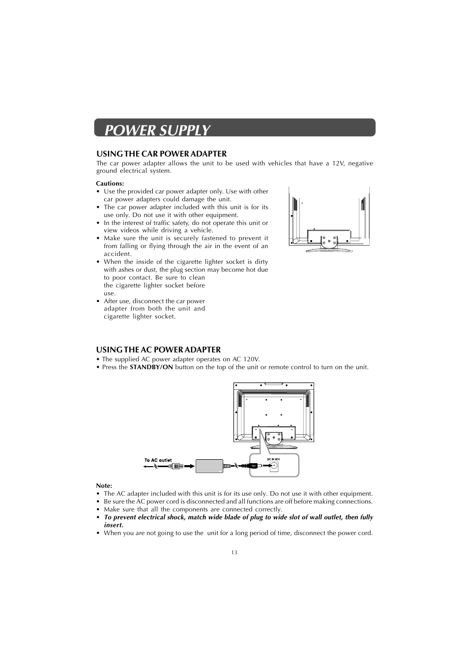 Power supply | Jensen Tools JE1908 User Manual | Page 13 / 24