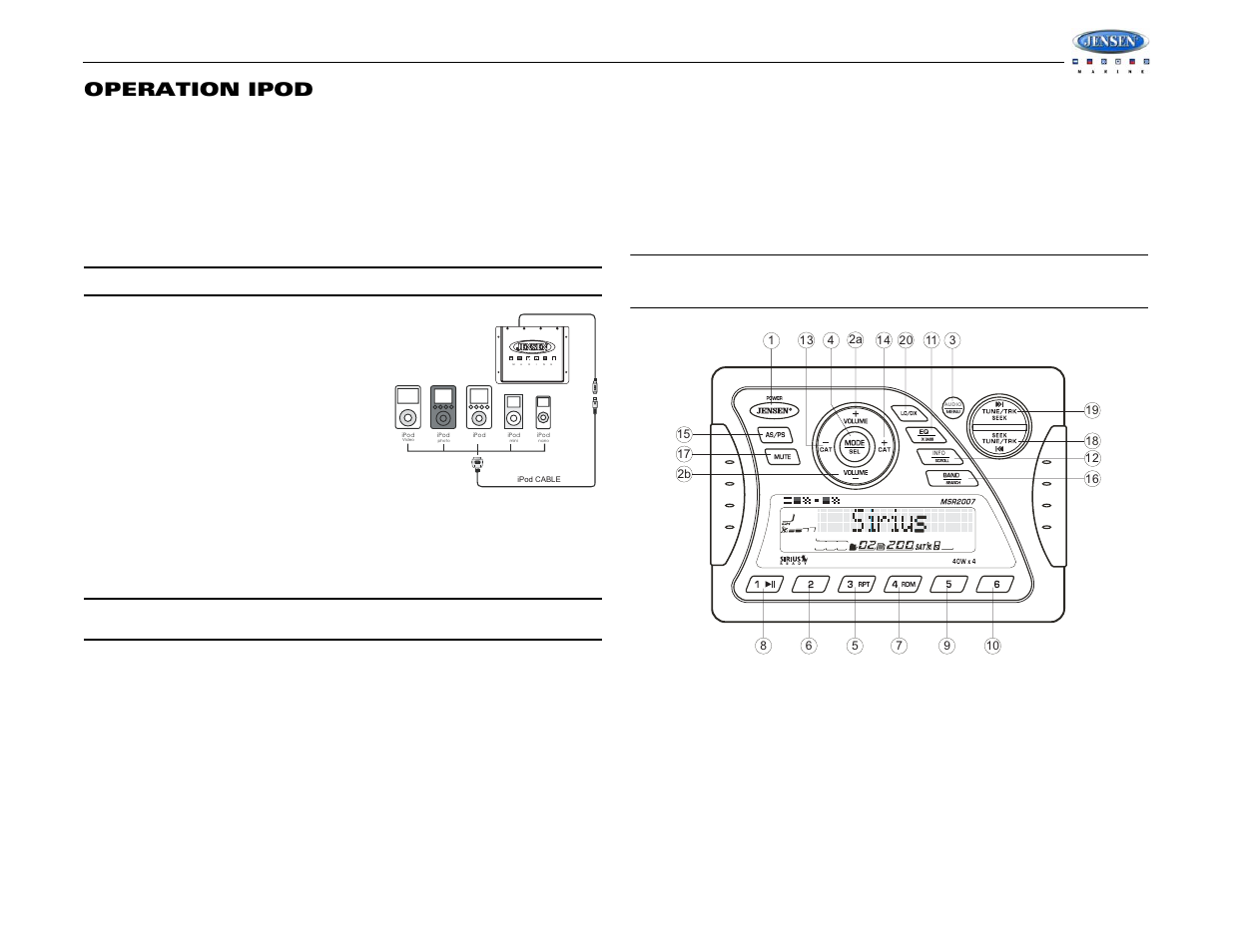 Msr2007, Operation ipod | Jensen Tools MSR2007 User Manual | Page 31 / 34