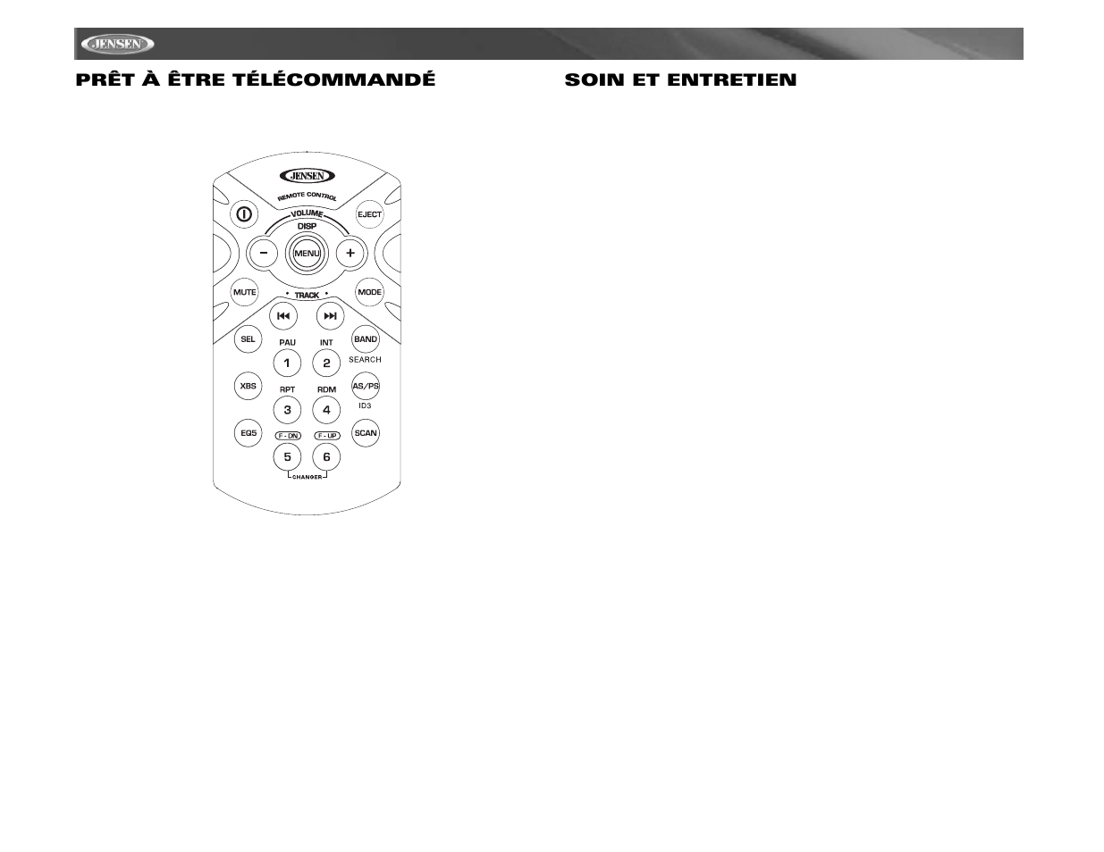 Cdx6311, Prêt à être télécommandé, Soin et entretien | Jensen Tools Mobile Receiver User Manual | Page 50 / 52