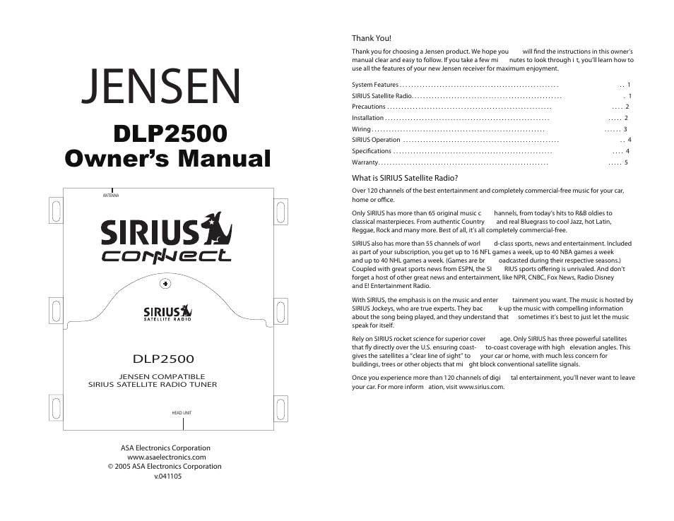 Jensen Tools DLP2500 User Manual | 10 pages