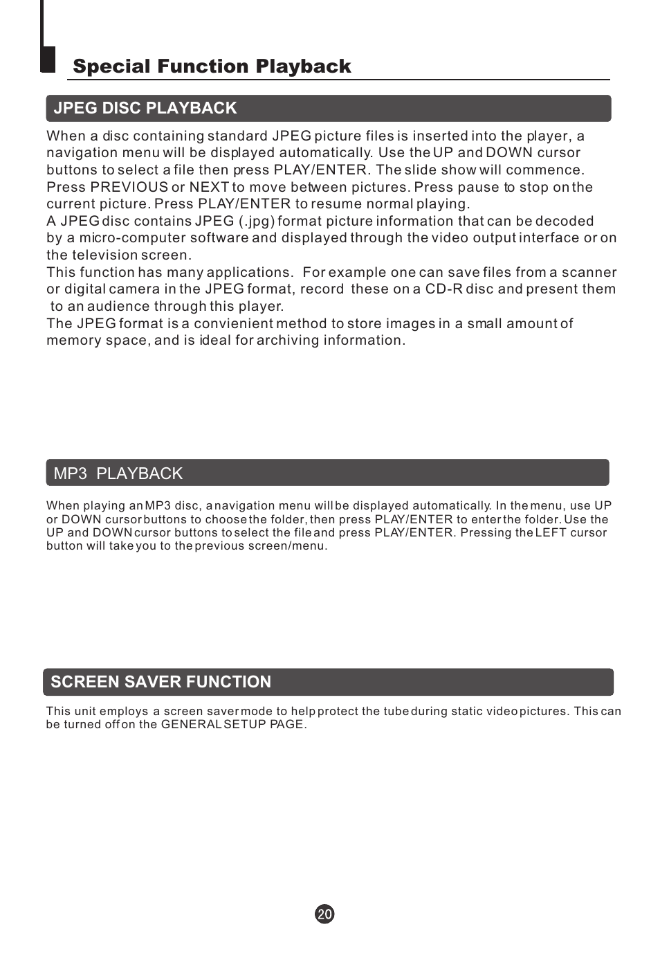 Special function playback | Jensen Tools CV2017J User Manual | Page 22 / 32