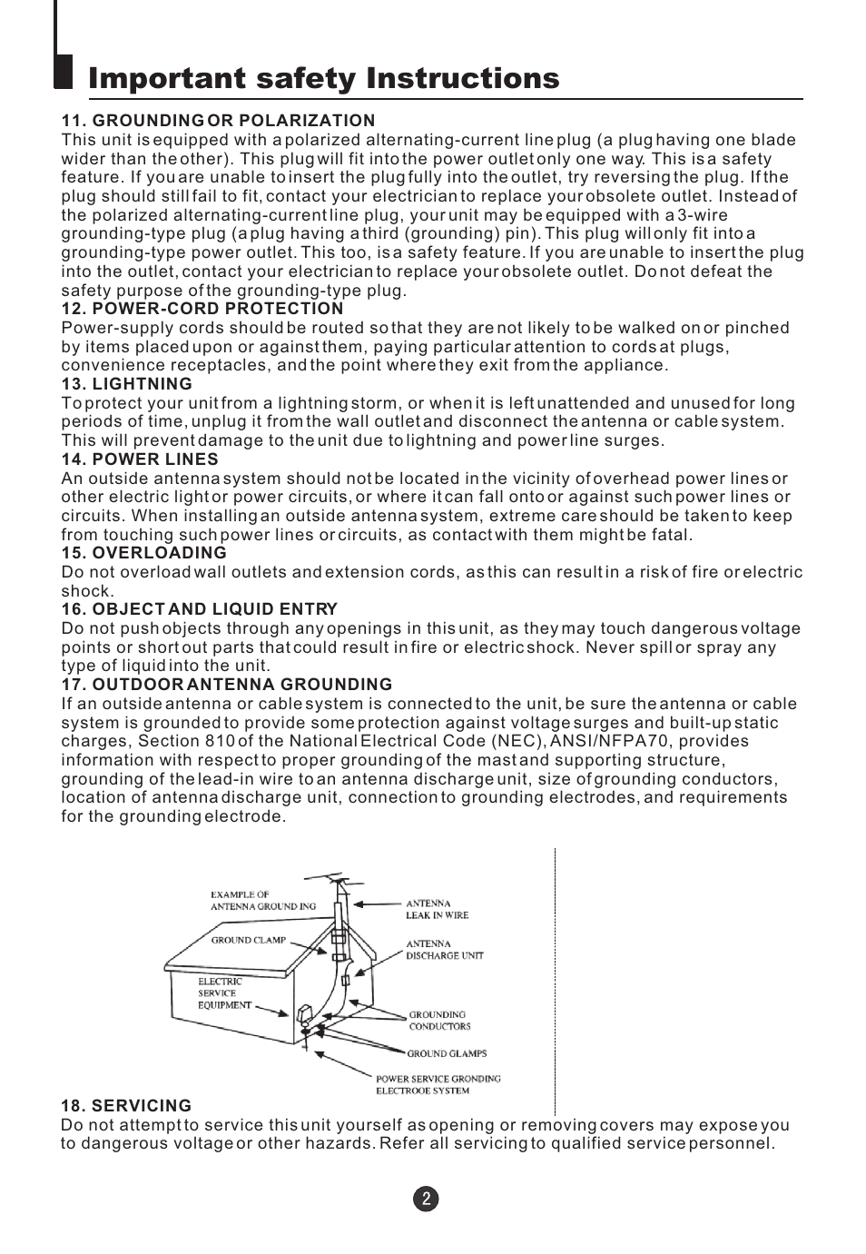 Important safety instructions | Jensen Tools CV2017J User Manual | Page 4 / 32