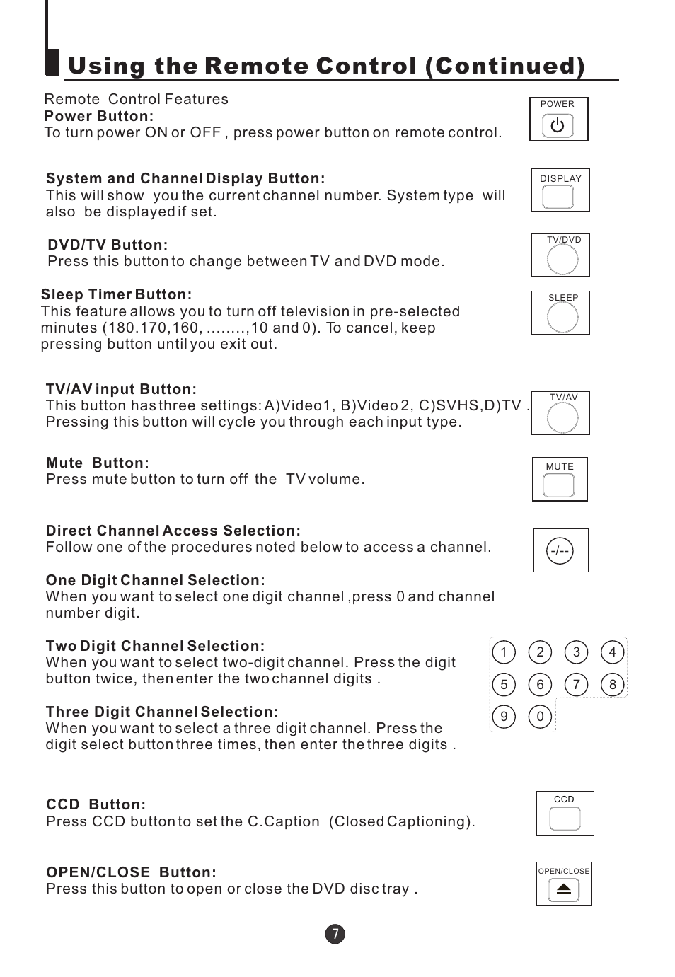 Using the remote control (continued) | Jensen Tools CV2017J User Manual | Page 9 / 32