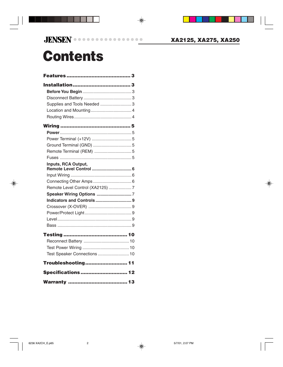 Jensen Tools XA2125 User Manual | Page 2 / 13