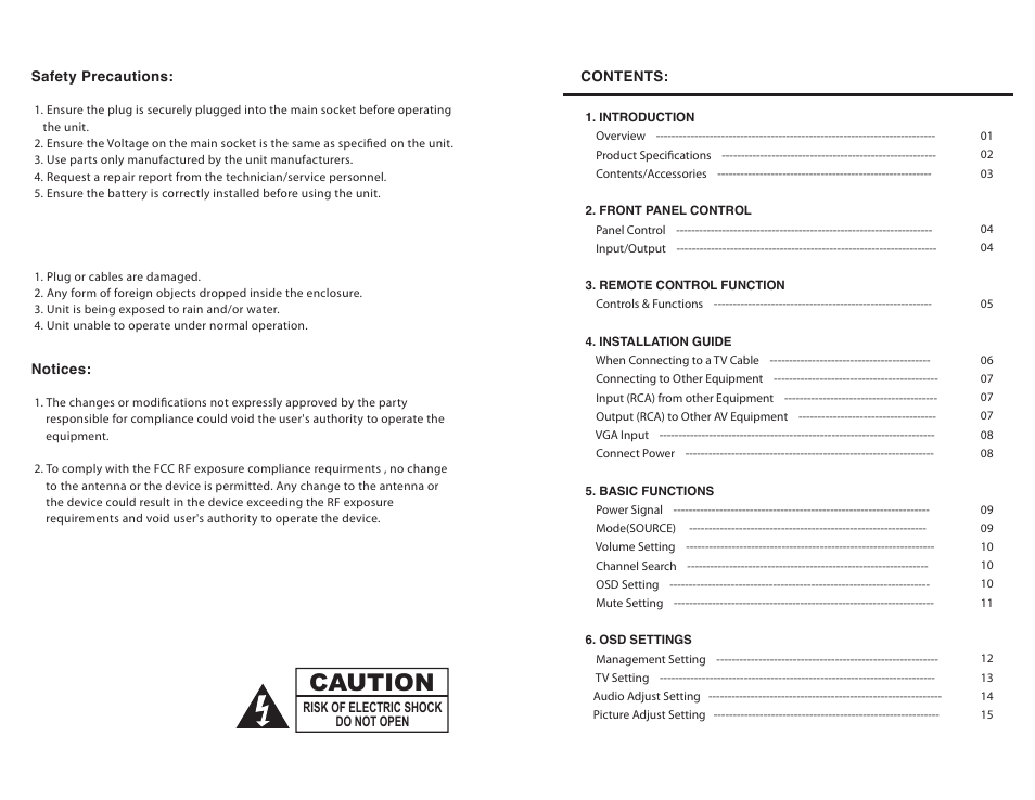 Caution | Jensen Tools JE2610 User Manual | Page 2 / 13