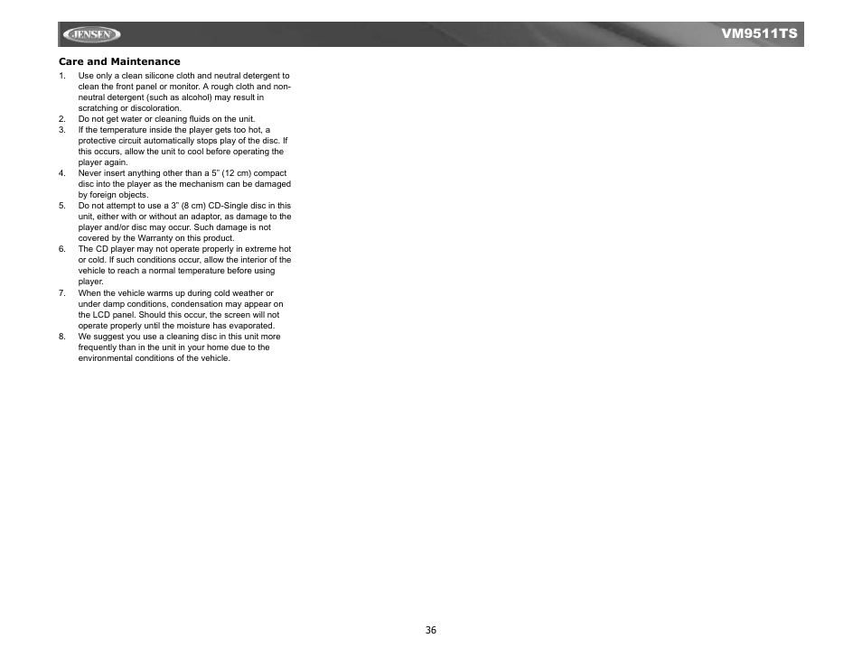 Vm9511ts | Jensen Tools VM9511TS User Manual | Page 38 / 41