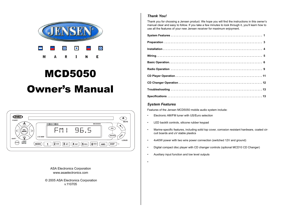 Jensen Tools MCD5050 User Manual | 15 pages