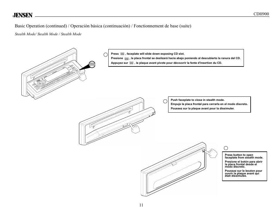 Stealth mode/ stealth mode / stealth mode | Jensen Tools CDH900 User Manual | Page 11 / 19