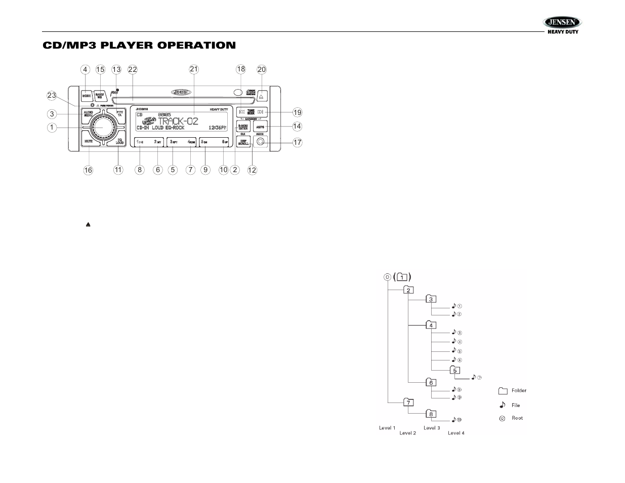Jhd3510, Cd/mp3 player operation | Jensen Tools JHD3510 User Manual | Page 11 / 16