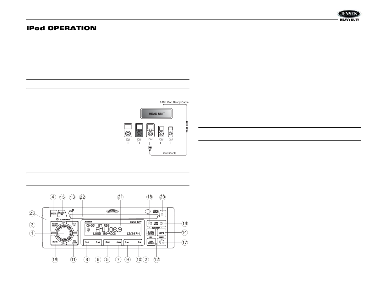 Jhd3510, Ipod operation | Jensen Tools JHD3510 User Manual | Page 13 / 16