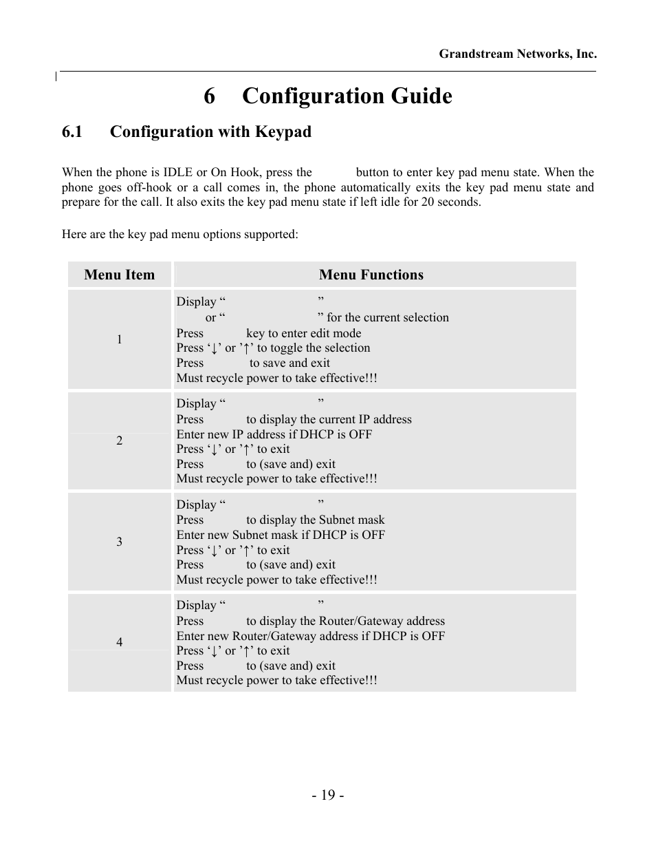 6 configuration guide, 1 configuration with keypad | Jensen Tools 100 Sereis User Manual | Page 19 / 53