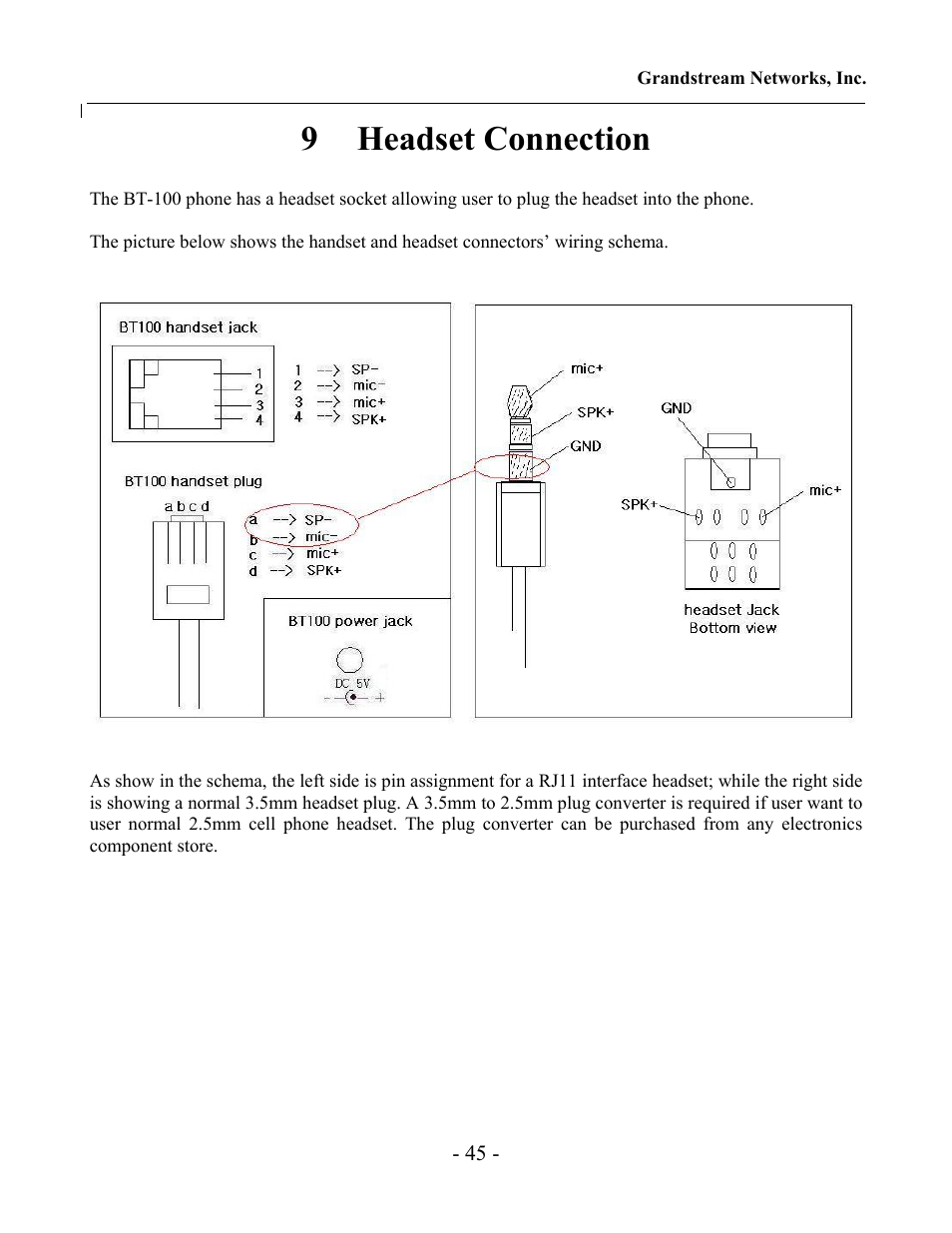 9 headset connection | Jensen Tools 100 Sereis User Manual | Page 45 / 53