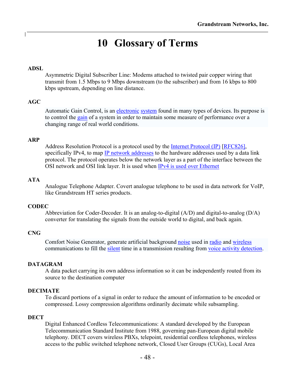 10 glossary of terms | Jensen Tools 100 Sereis User Manual | Page 48 / 53