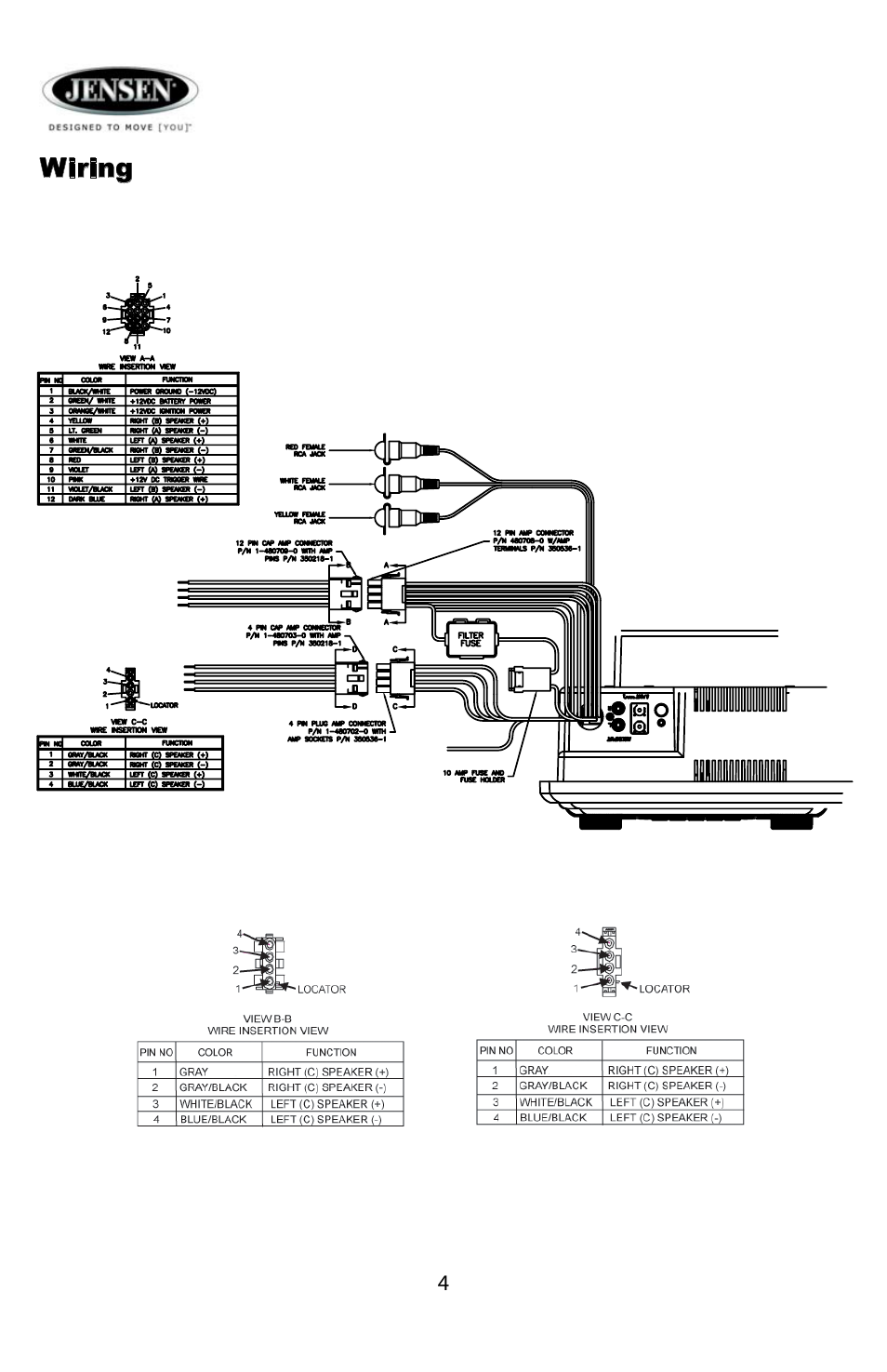 Wiring | Jensen Tools AWM 960 User Manual | Page 4 / 16