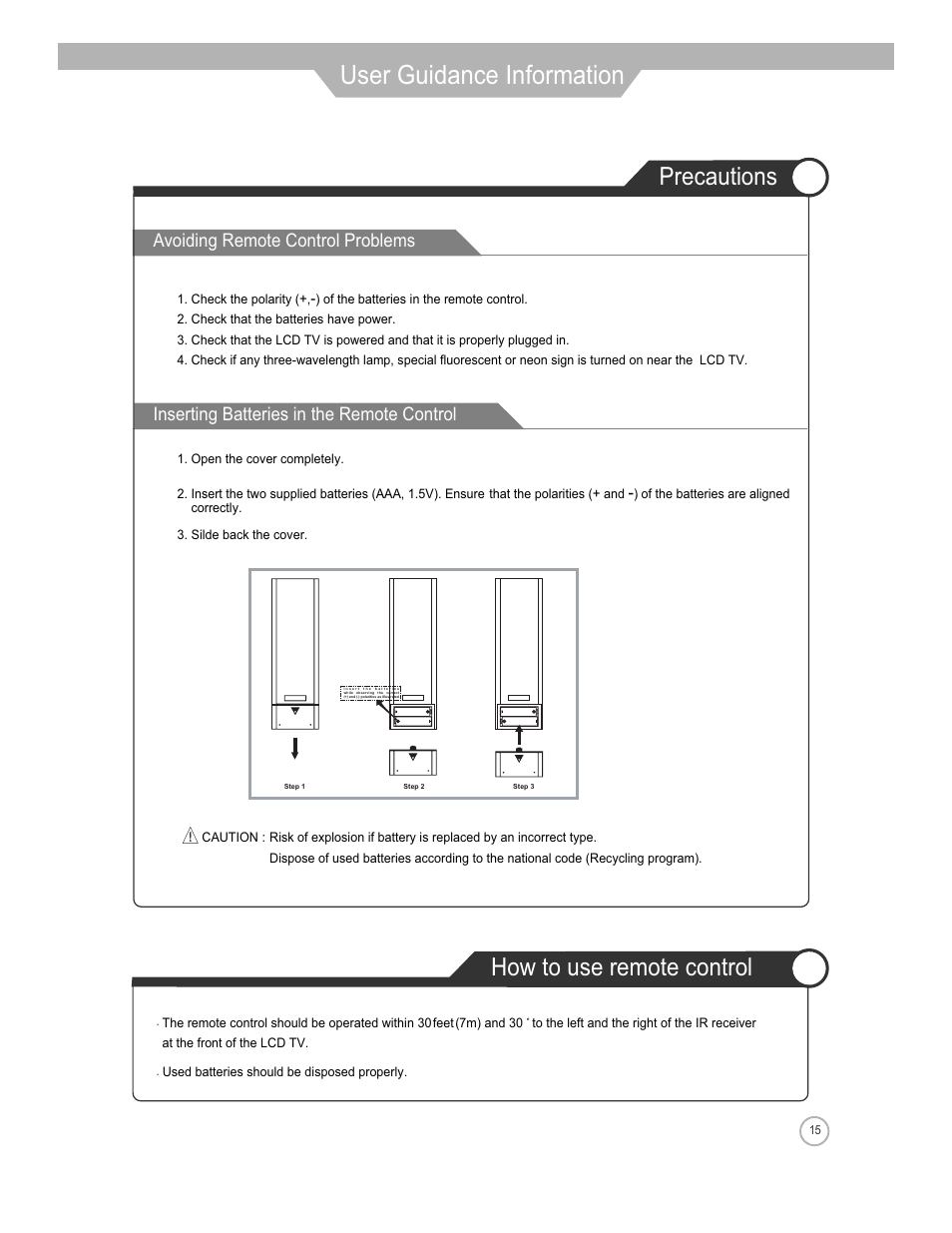 User guidance information, How to use remote control precautions | Jensen Tools JE3208 User Manual | Page 15 / 40