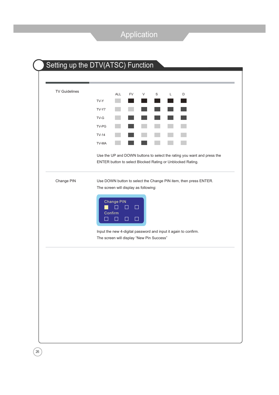 Application, Setting up the dtv(atsc) function | Jensen Tools JE3208 User Manual | Page 26 / 40