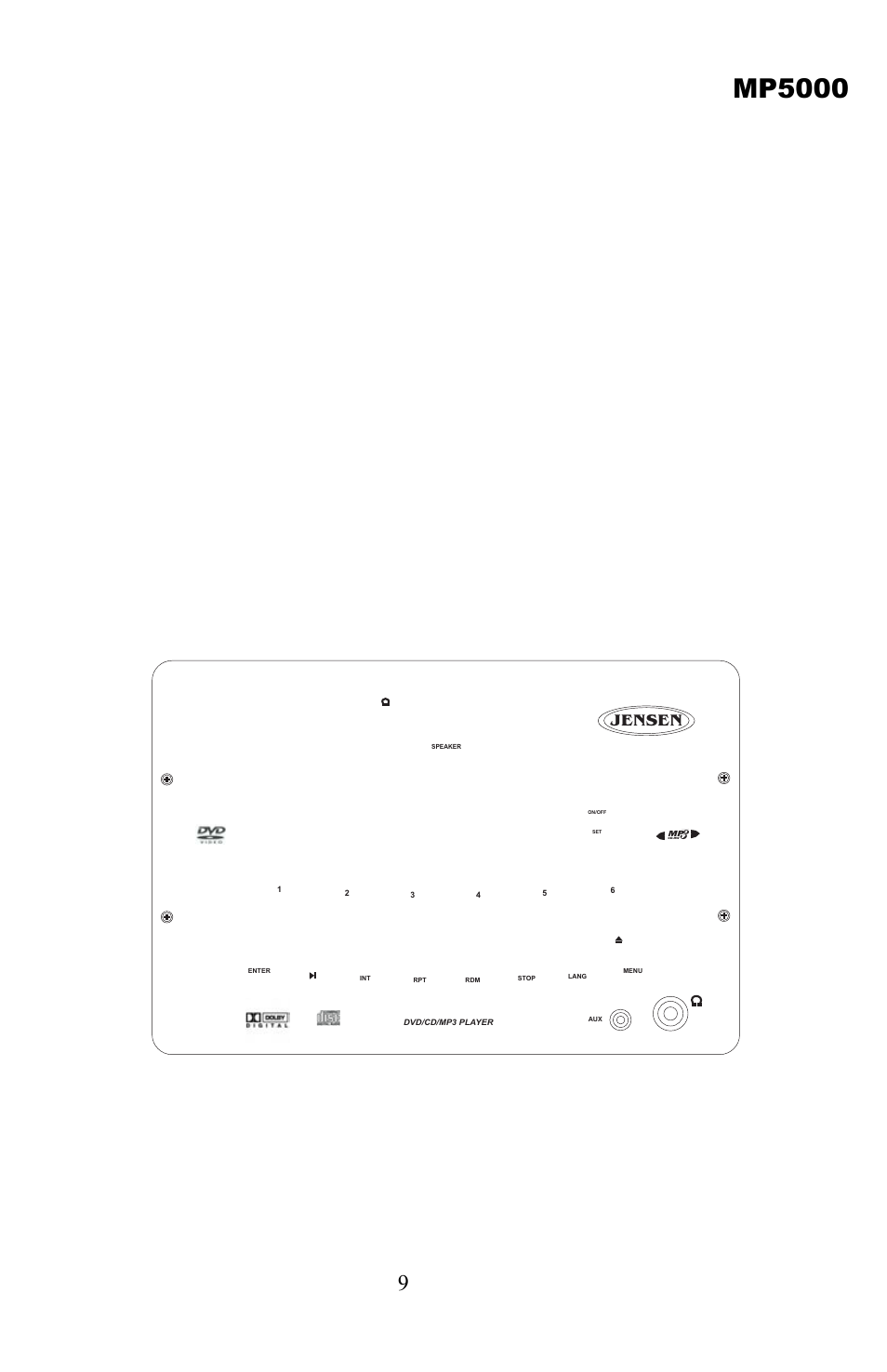 Cd operation, Insert and eject cd, Pause | Track select, Mp5000, Jensen | Jensen Tools Media PRO 5000 User Manual | Page 9 / 16