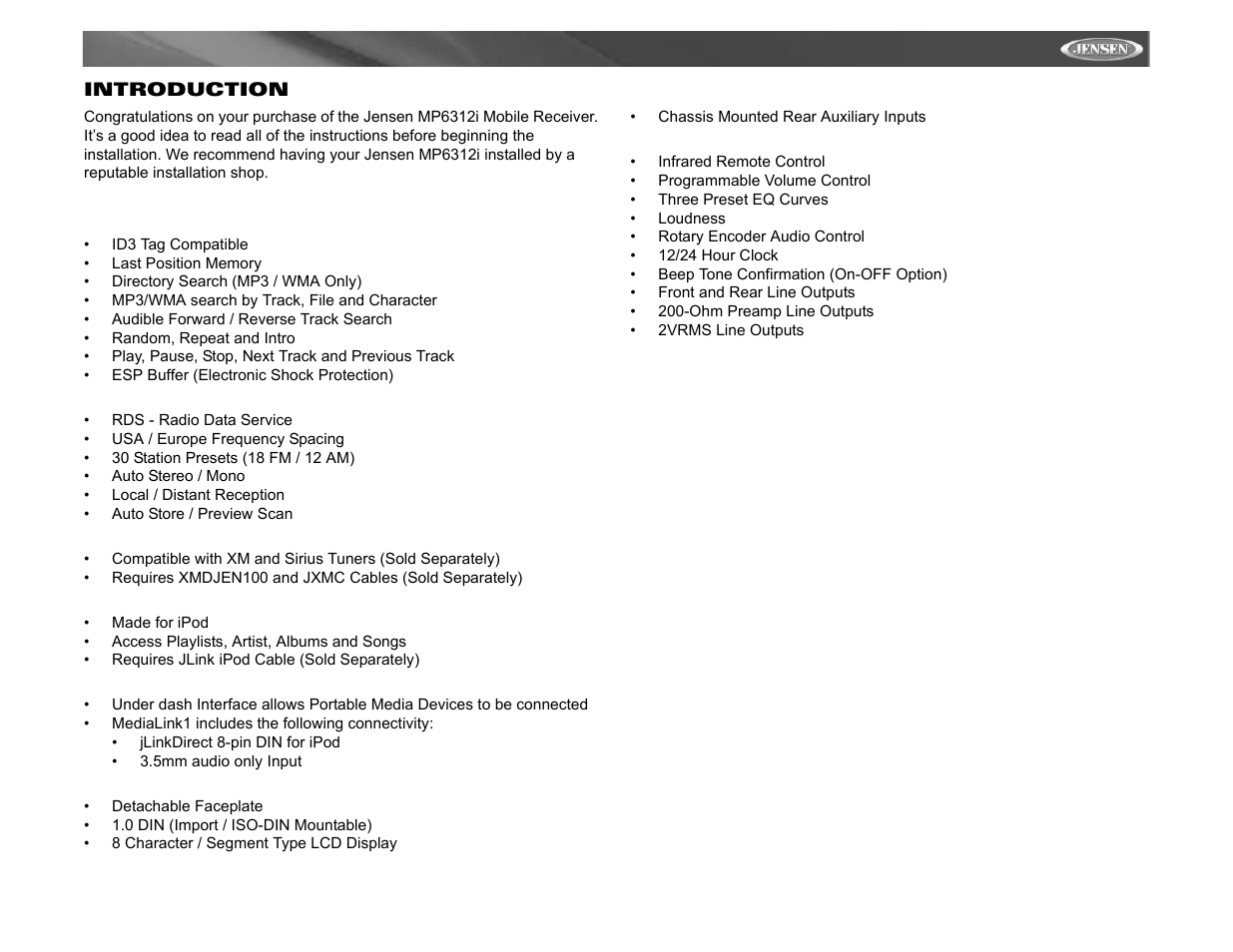 Jensen Tools MP6312 User Manual | Page 3 / 26