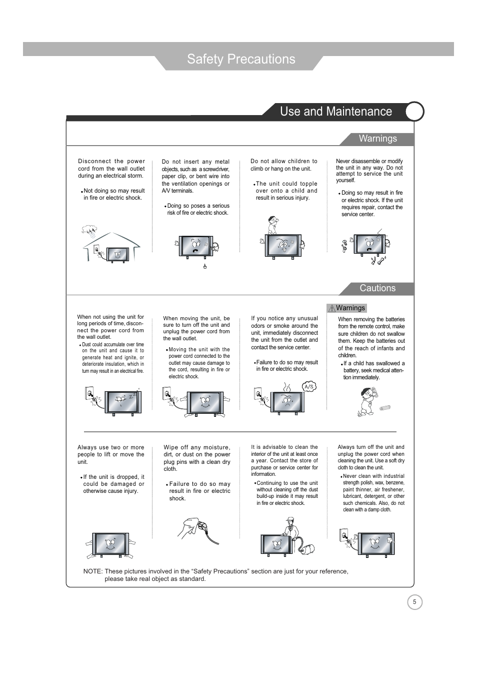 Safety precautions, Use and maintenance, Warnings cautions | Jensen Tools JE2608 User Manual | Page 5 / 40