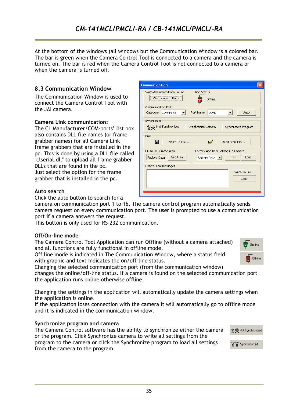 3 communication window | JAI CB-141MCL User Manual | Page 38 / 52