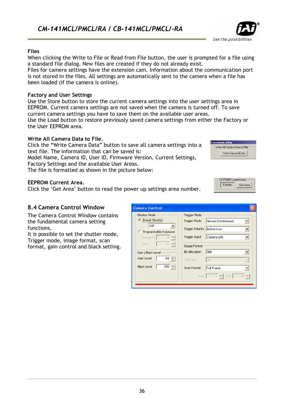 4 camera control window | JAI CB-141MCL User Manual | Page 39 / 52