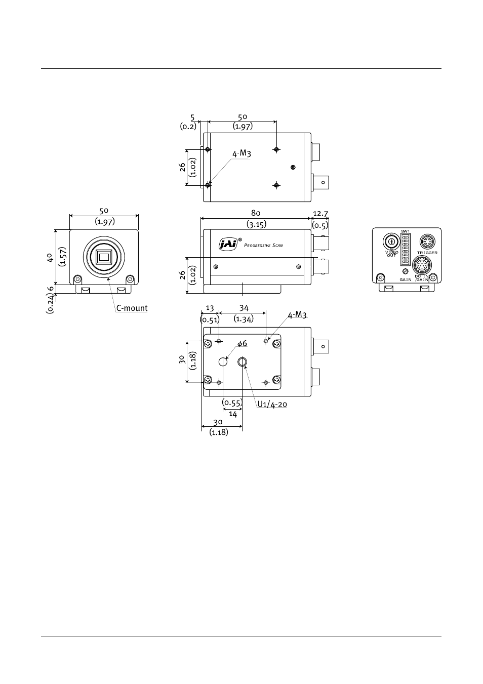 External appearance | JAI CV-M40 User Manual | Page 20 / 24