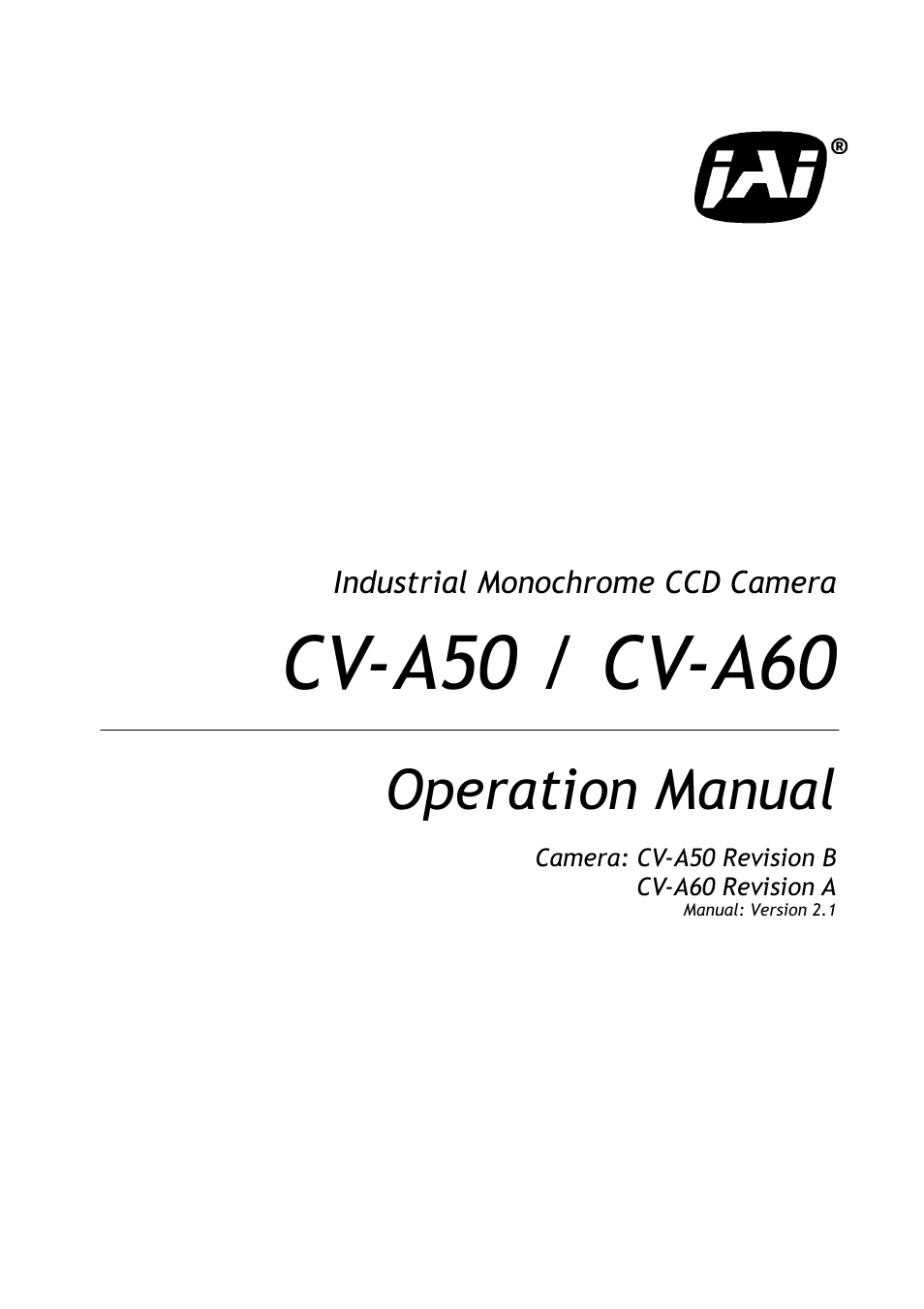 JAI CV-A50 User Manual | 27 pages