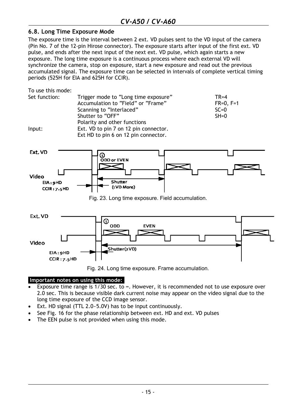 Long time exposure mode, Cv-a50 / cv-a60 | JAI CV-A50 User Manual | Page 16 / 27