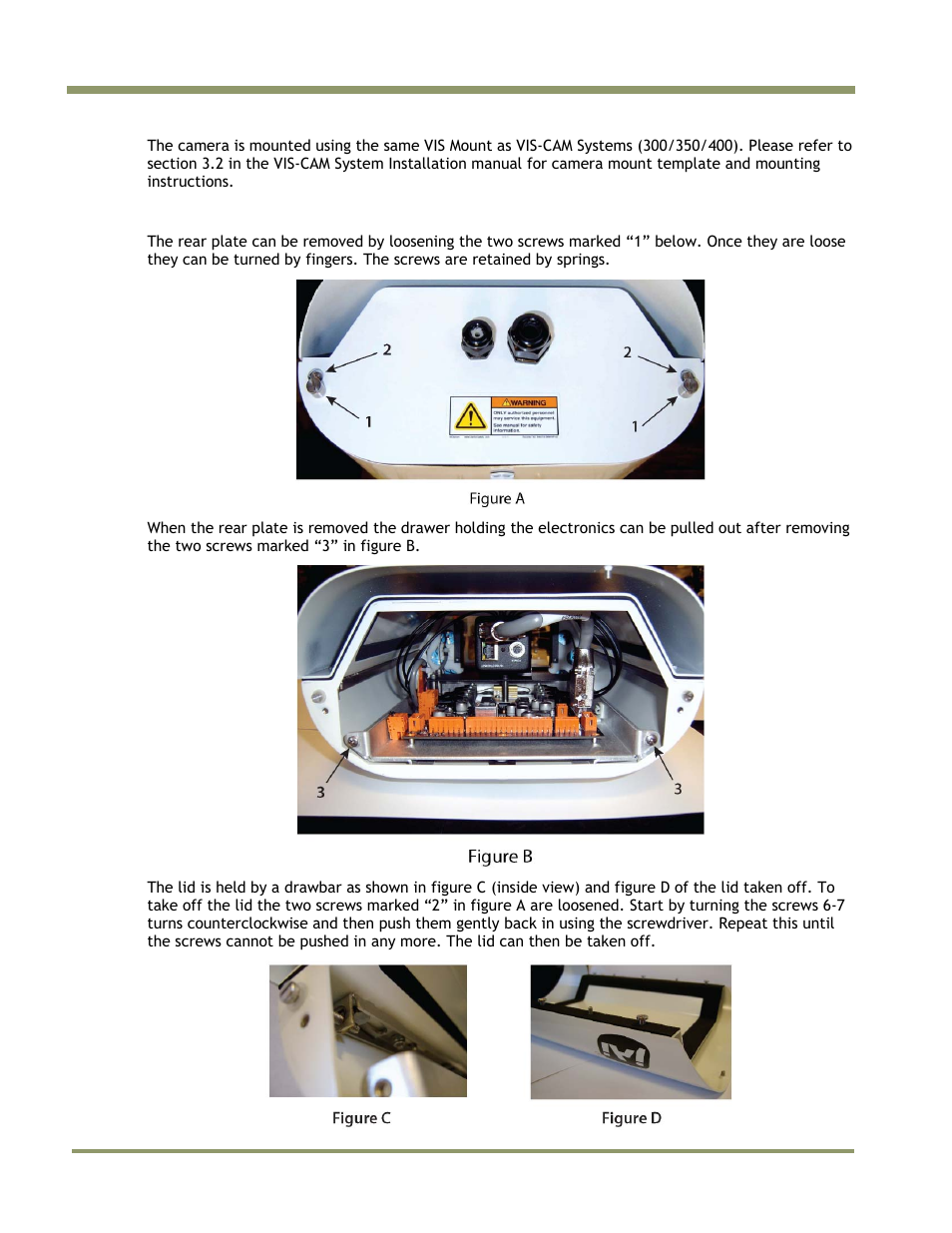 2 installing the camera, 1 opening the camera housing | JAI IIT Camera Systems VIS-CAM 400 User Manual | Page 18 / 44