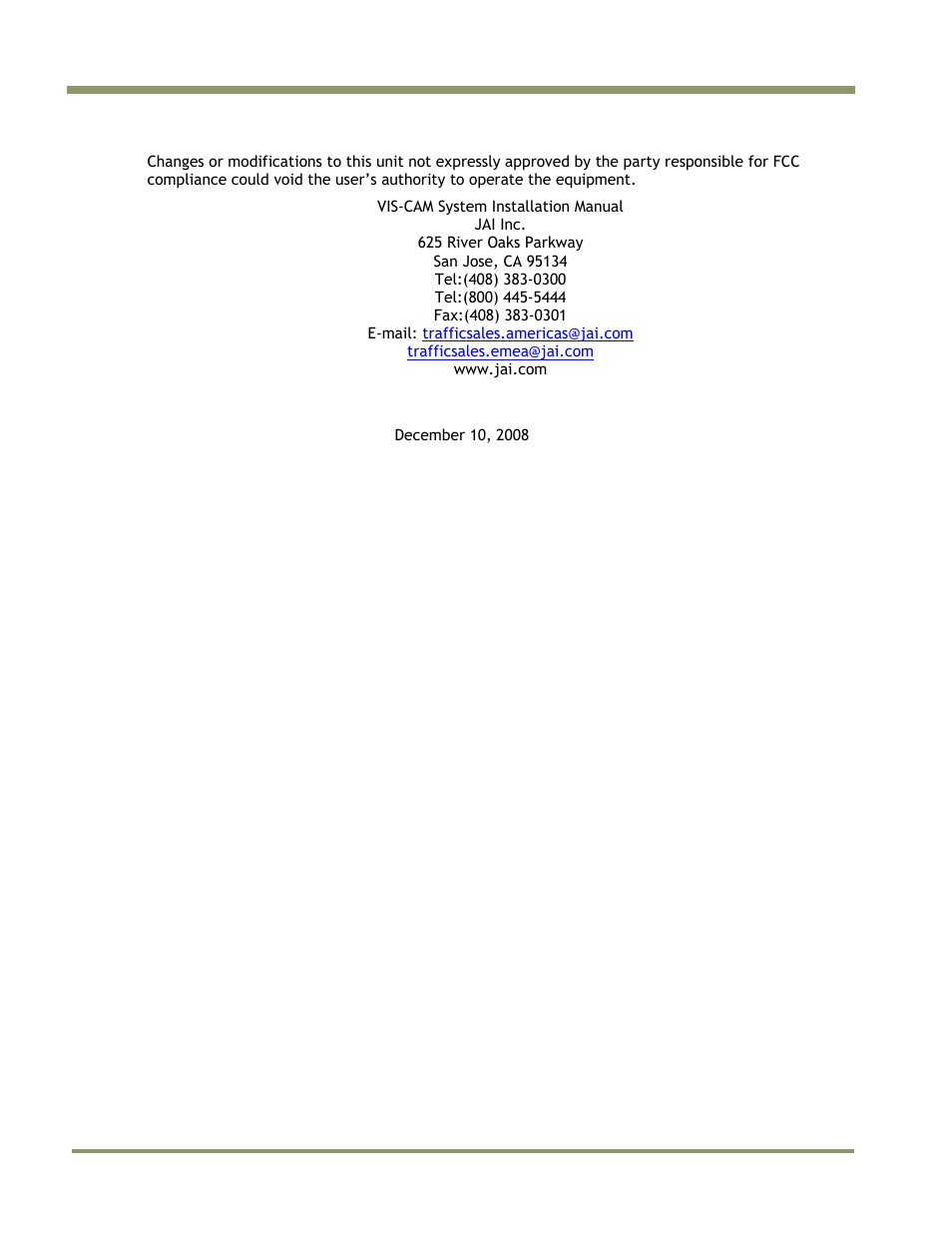Warning | JAI IIT Camera Systems VIS-CAM 400 User Manual | Page 4 / 44