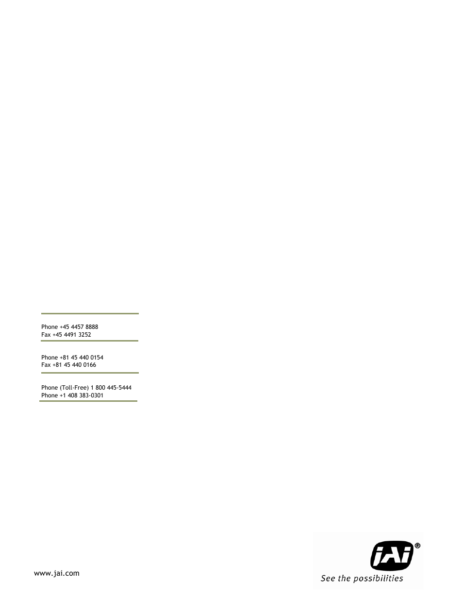 JAI IIT Camera Systems VIS-CAM 400 User Manual | Page 44 / 44