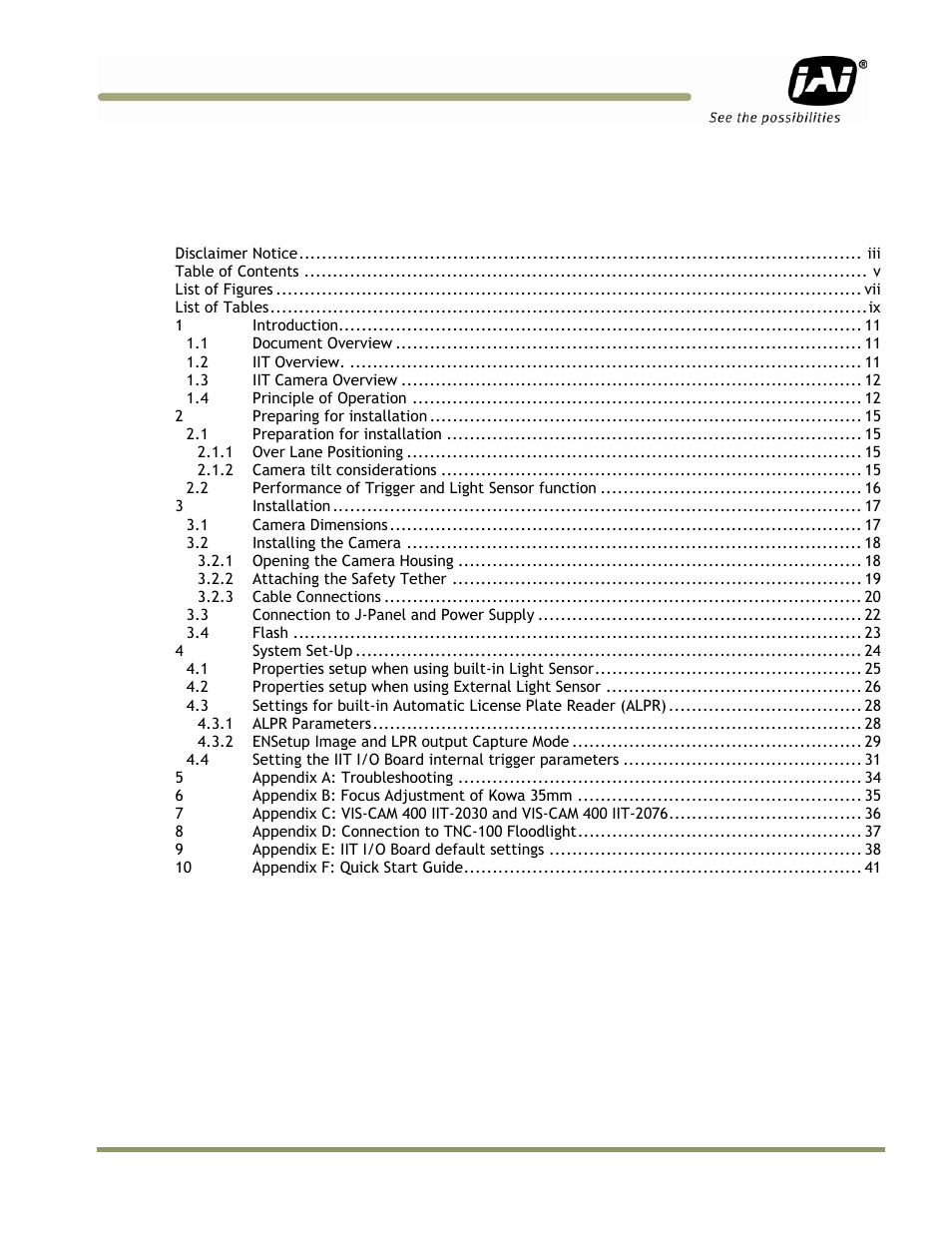 JAI IIT Camera Systems VIS-CAM 400 User Manual | Page 5 / 44