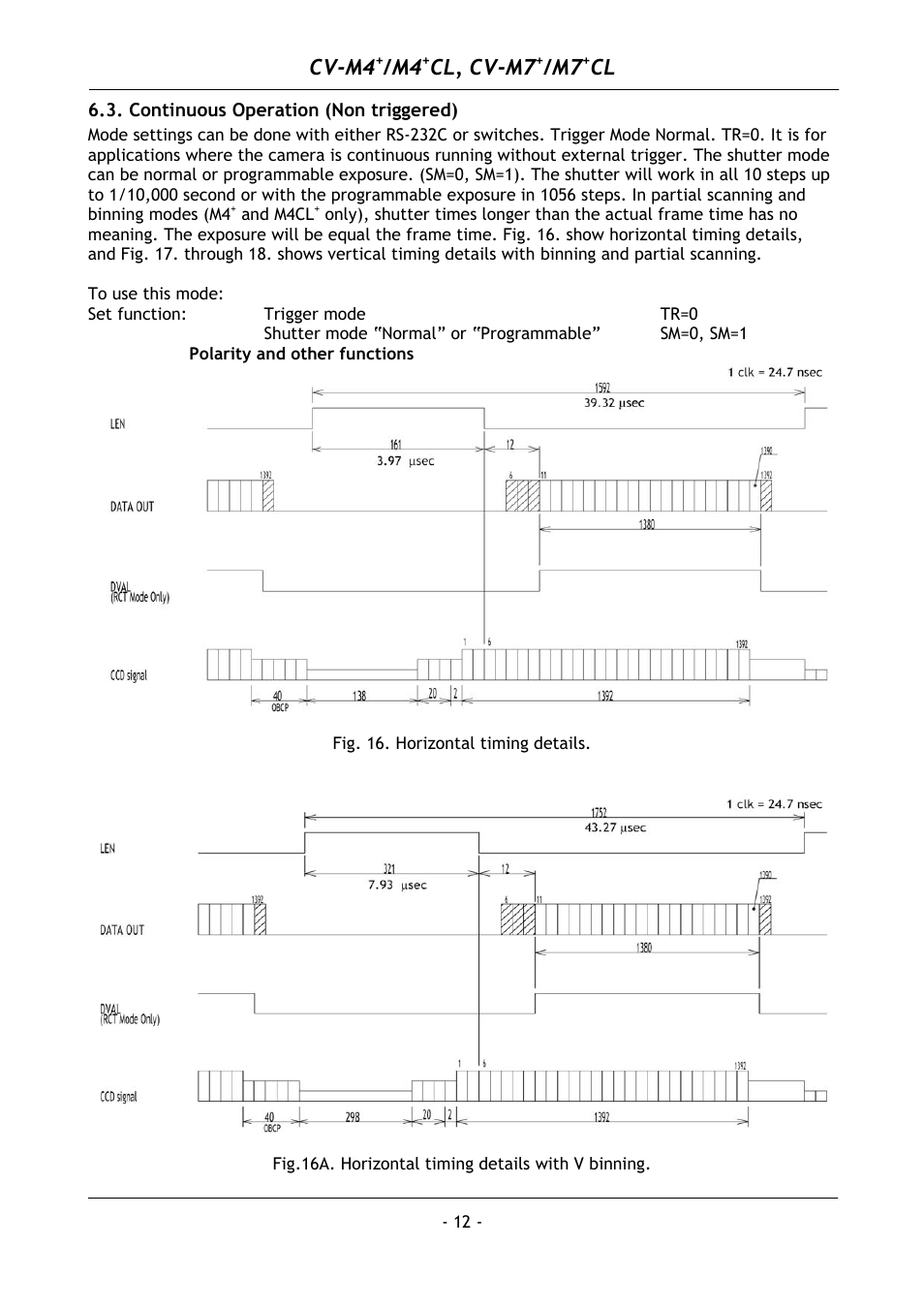 Continuous operation (non triggered), Cv-m4, Cl, cv-m7 | JAI M4+ CL User Manual | Page 13 / 31