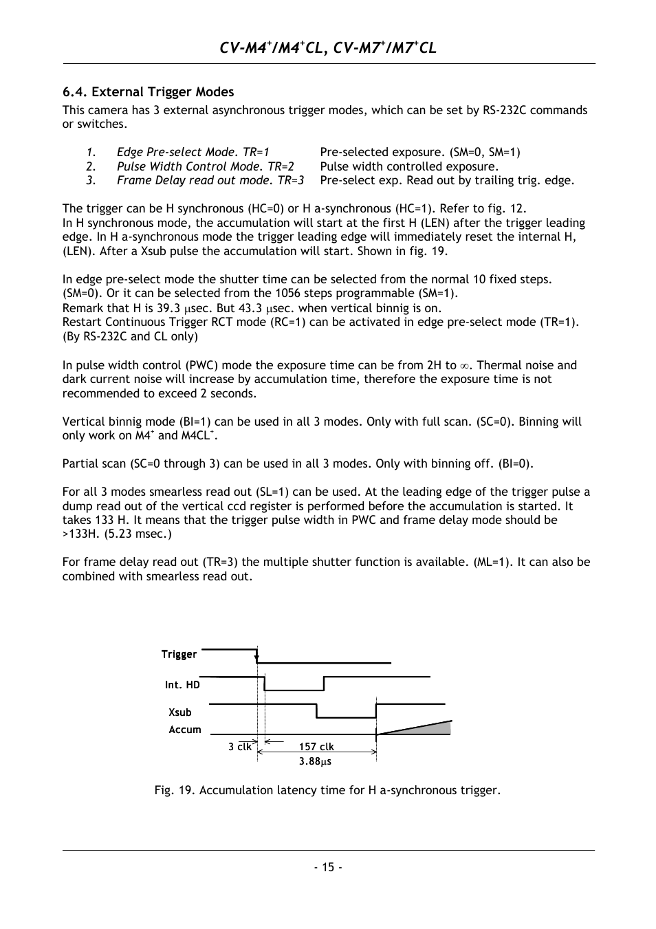 External trigger modes, Cv-m4, Cl, cv-m7 | JAI M4+ CL User Manual | Page 16 / 31