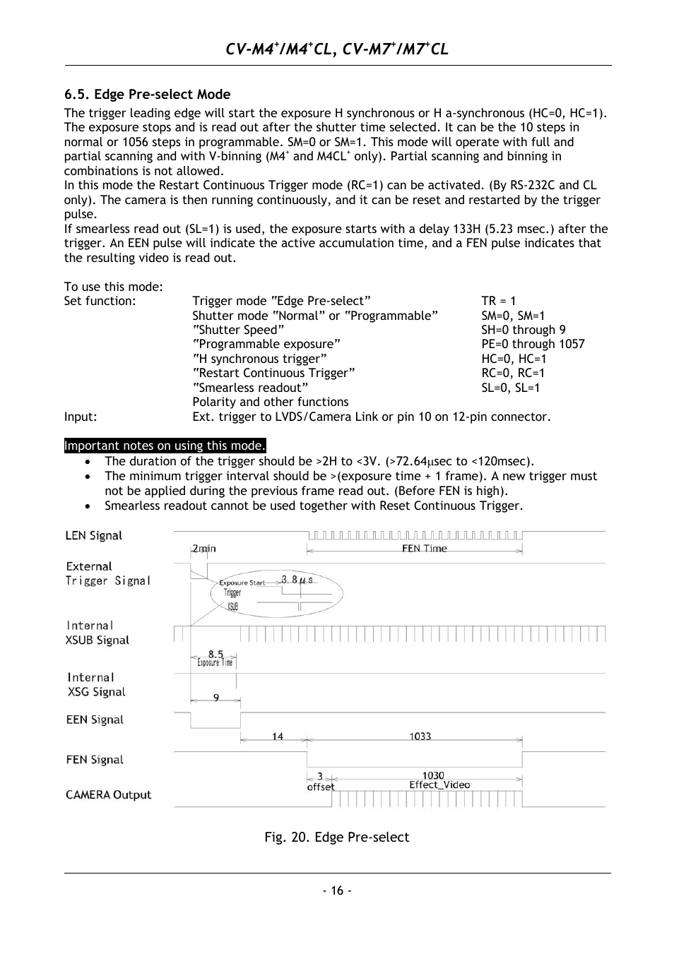 Edge pre-select mode, Cv-m4, Cl, cv-m7 | JAI M4+ CL User Manual | Page 17 / 31