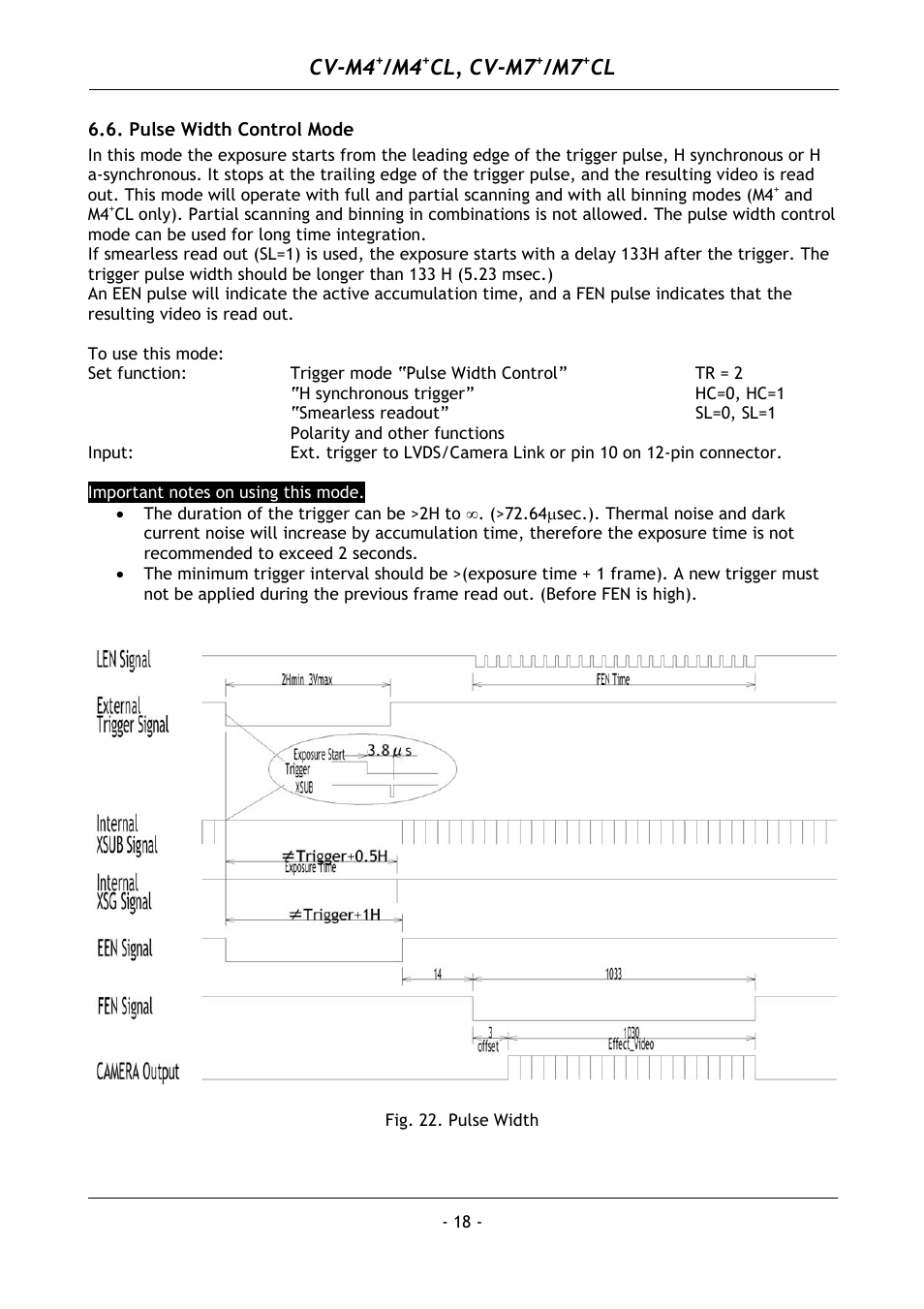 Pulse width control mode, Cv-m4, Cl, cv-m7 | JAI M4+ CL User Manual | Page 19 / 31