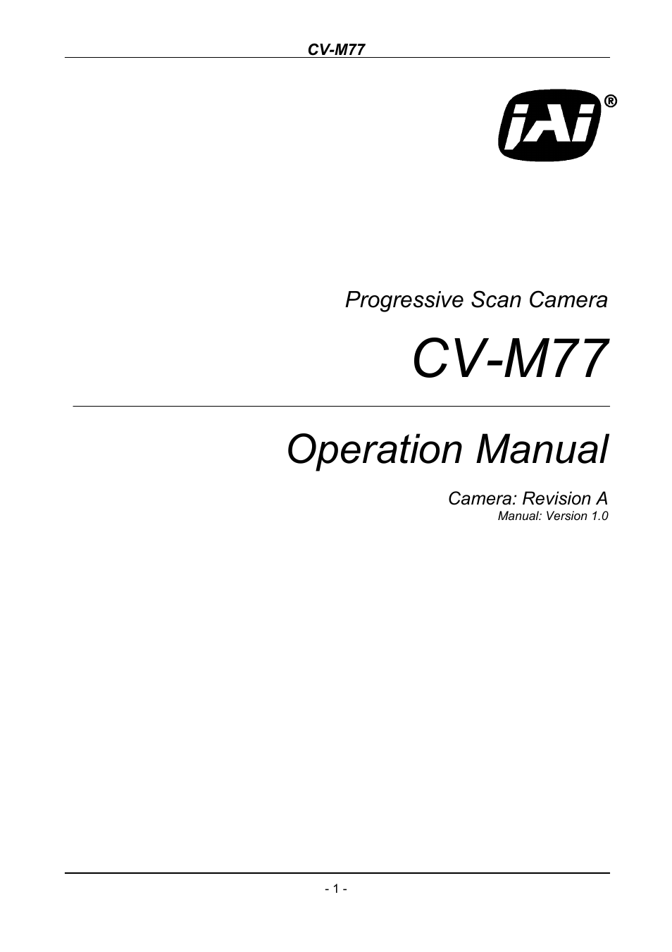 JAI CV-M77 User Manual | 28 pages