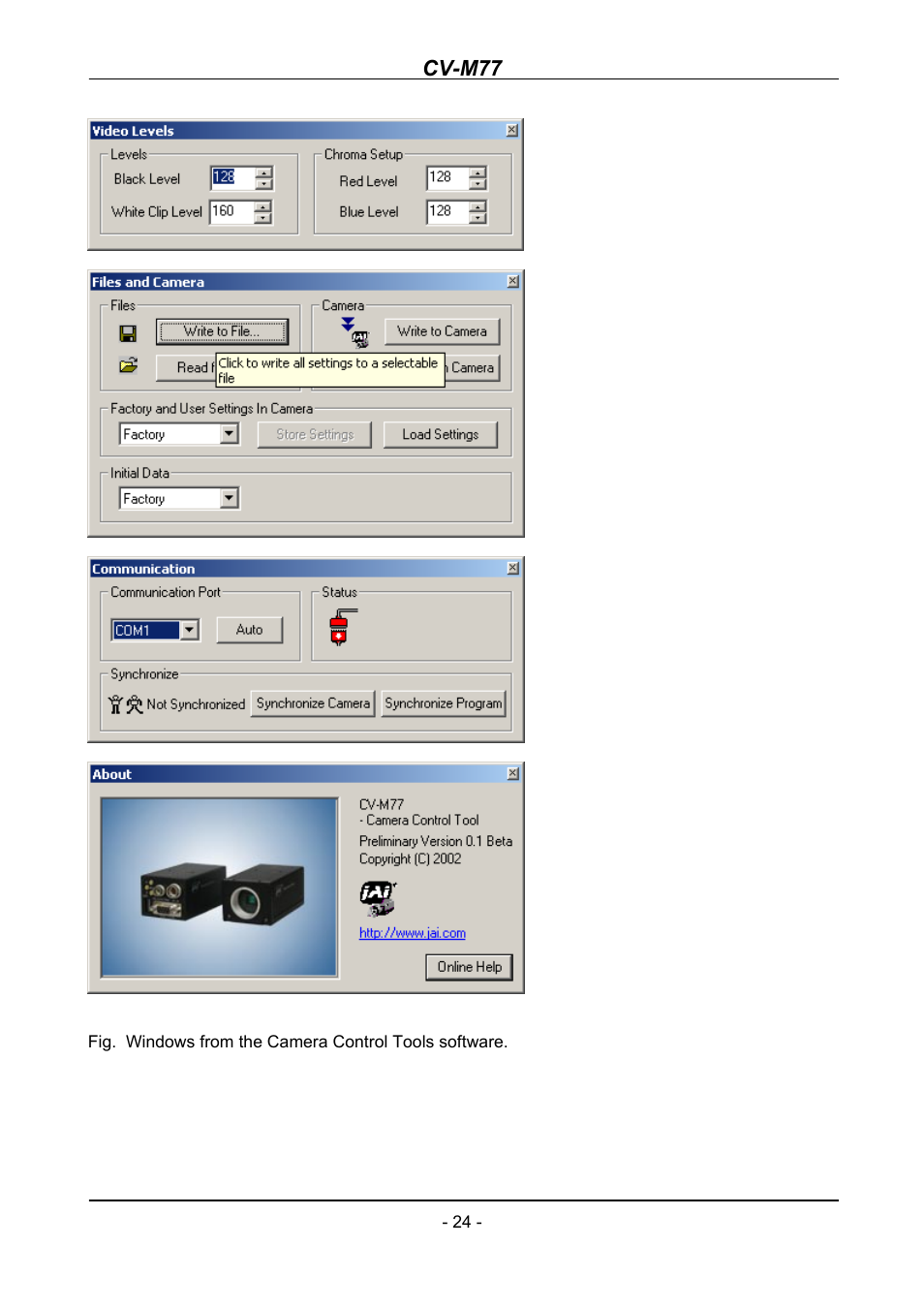 Cv-m77 | JAI CV-M77 User Manual | Page 24 / 28