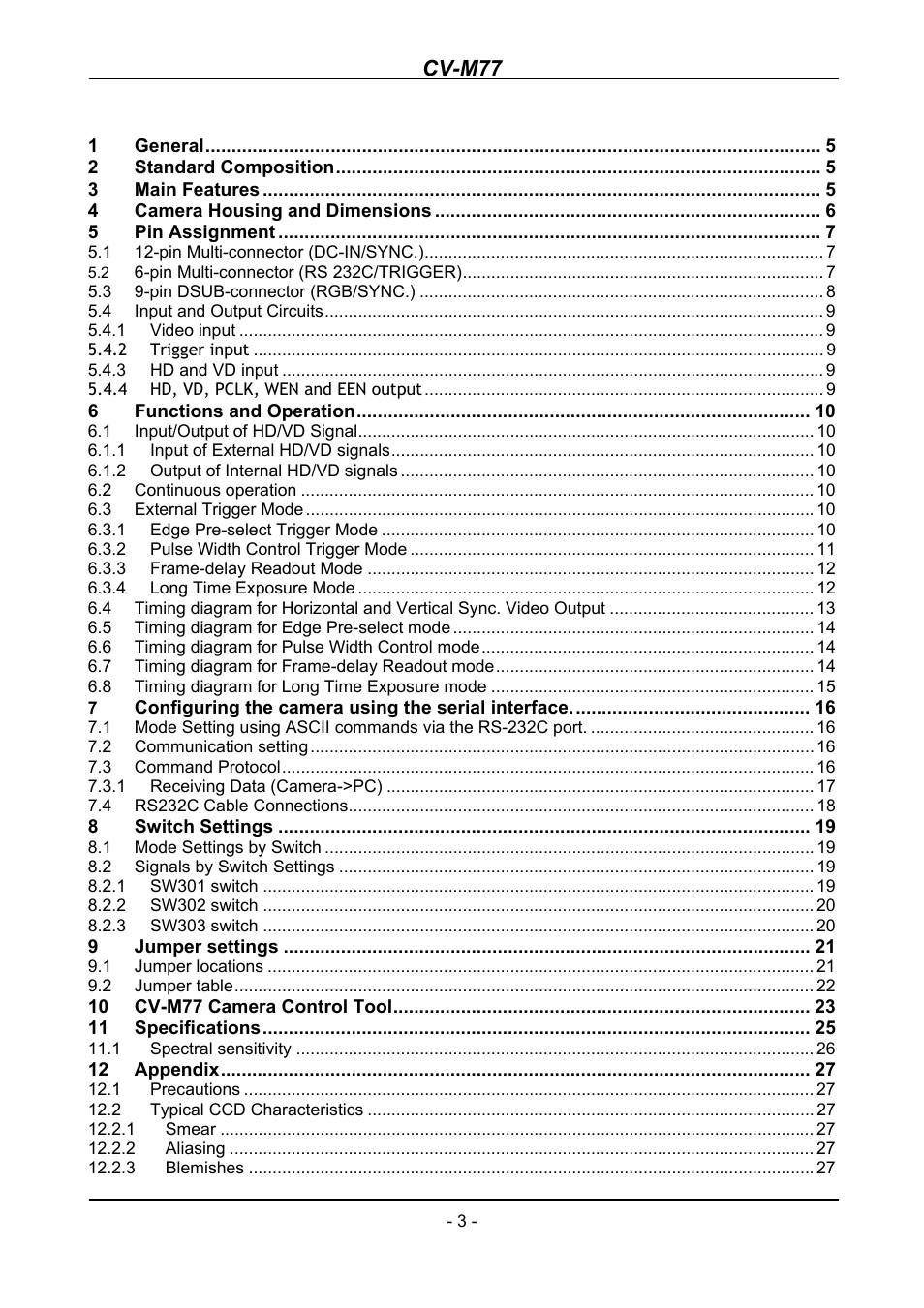 Cv-m77 | JAI CV-M77 User Manual | Page 3 / 28