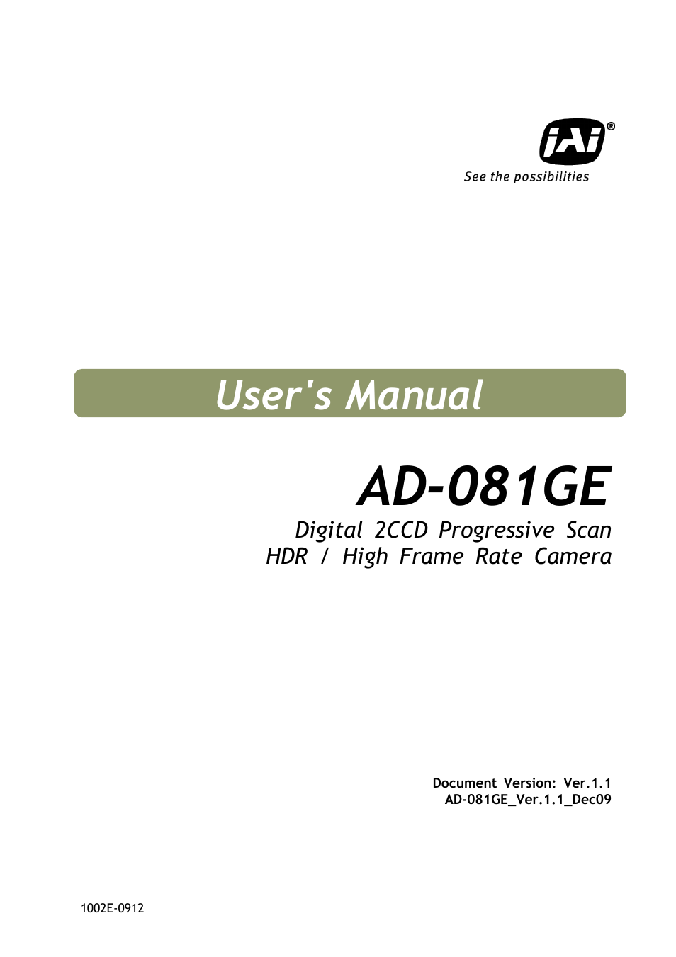 JAI AD-081GE User Manual | 82 pages