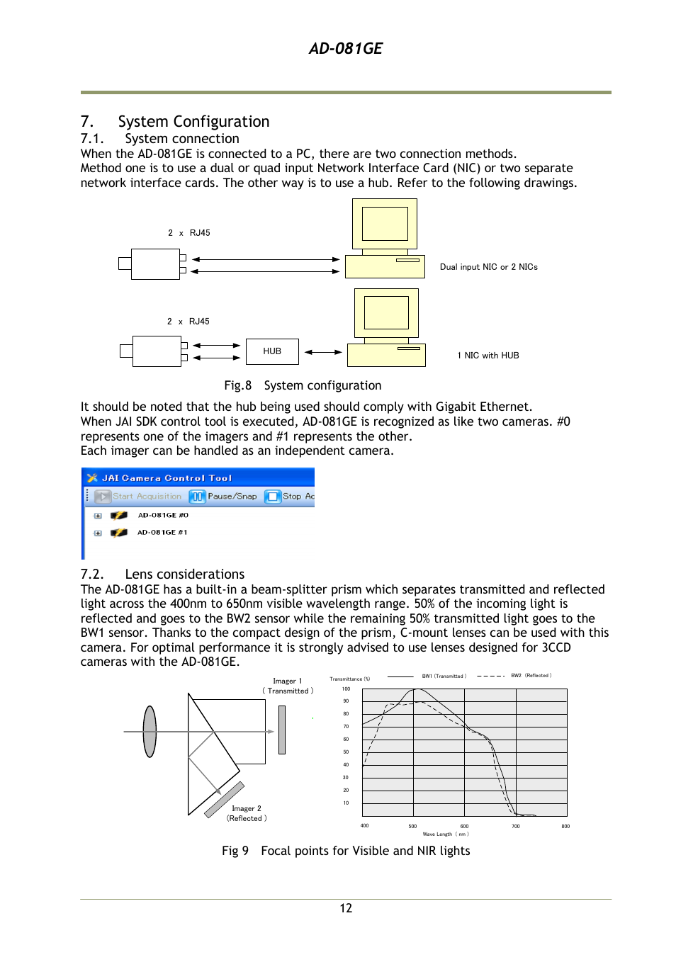 System configuration, System connection, Lens considerations | Ad-081ge | JAI AD-081GE User Manual | Page 13 / 82