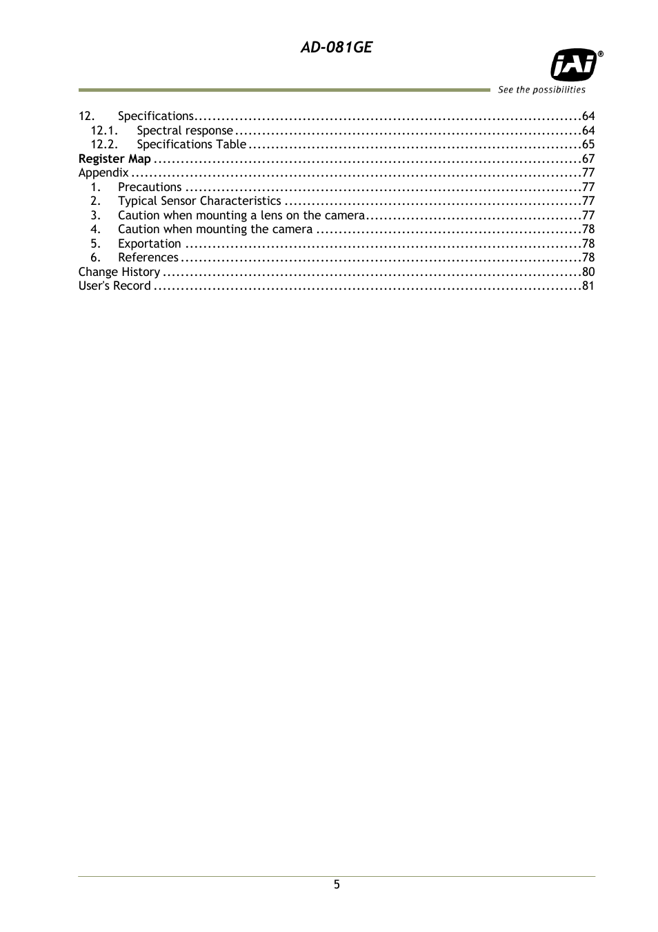 Ad-081ge | JAI AD-081GE User Manual | Page 6 / 82