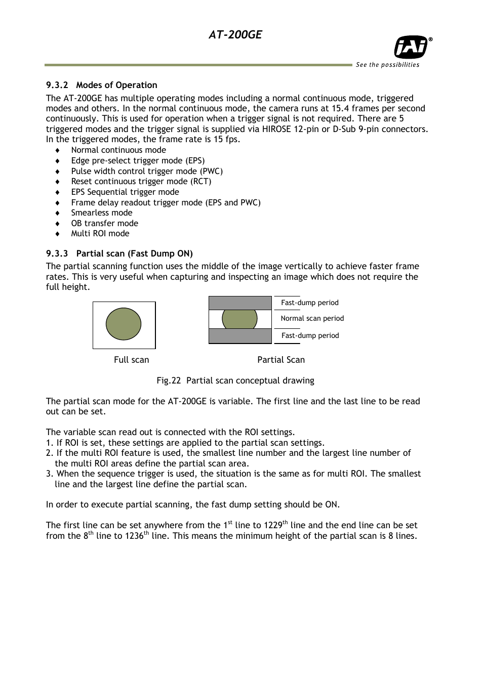 2 modes of operation, 3 partial scan (fast dump on), At-200ge | JAI AT-200GE User Manual | Page 30 / 71